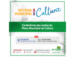 Conferência do Plano Municipal de Cultura será realizada online nesta segunda-feira