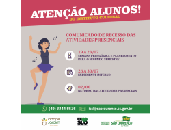 Comunicado de recesso das atividades presenciais