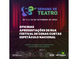 9ª Semana de Teatro terá oficinas, apresentação de rua e espetáculo nacional