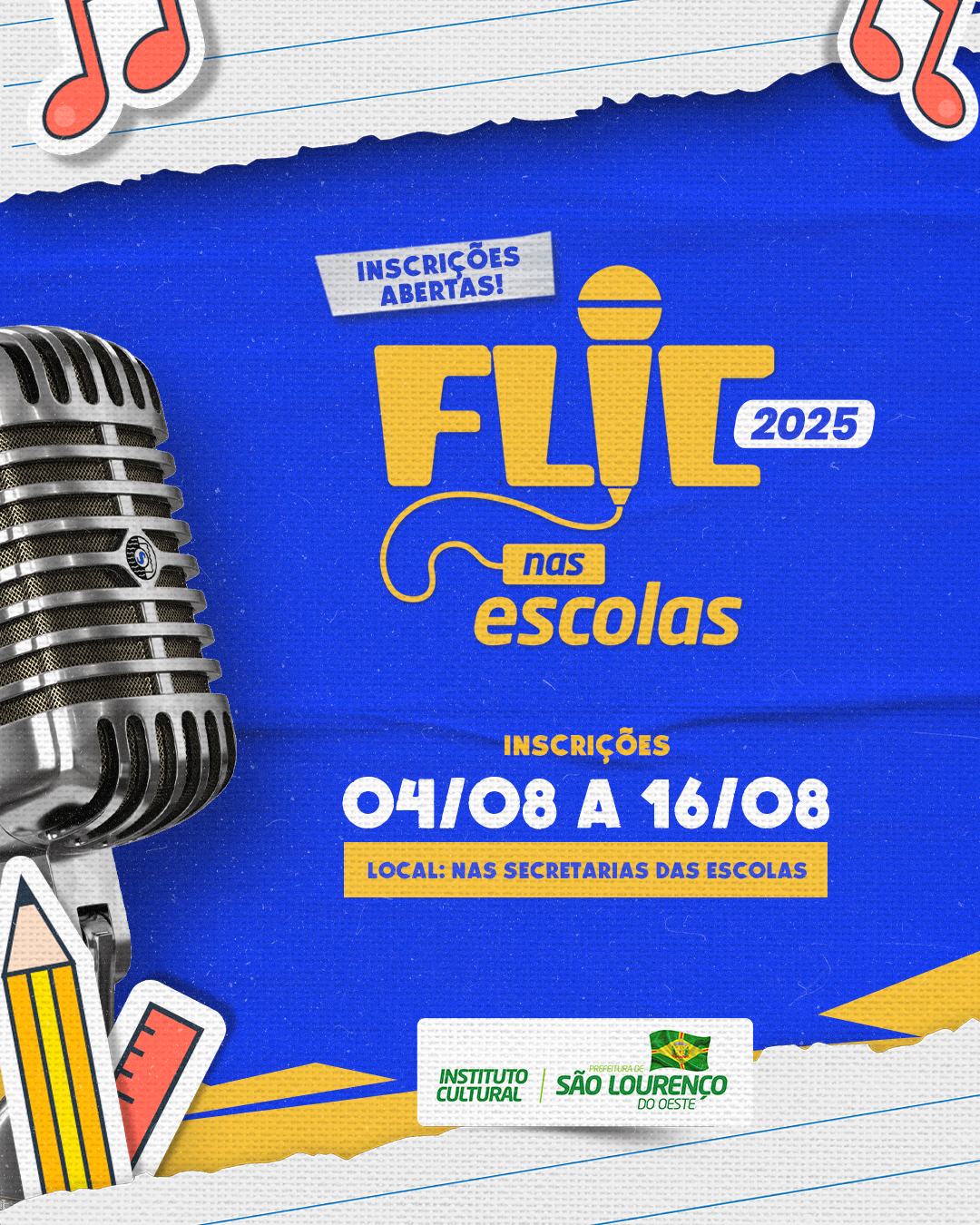 Estão abertas as inscrições do Flic Nas Escolas 2025