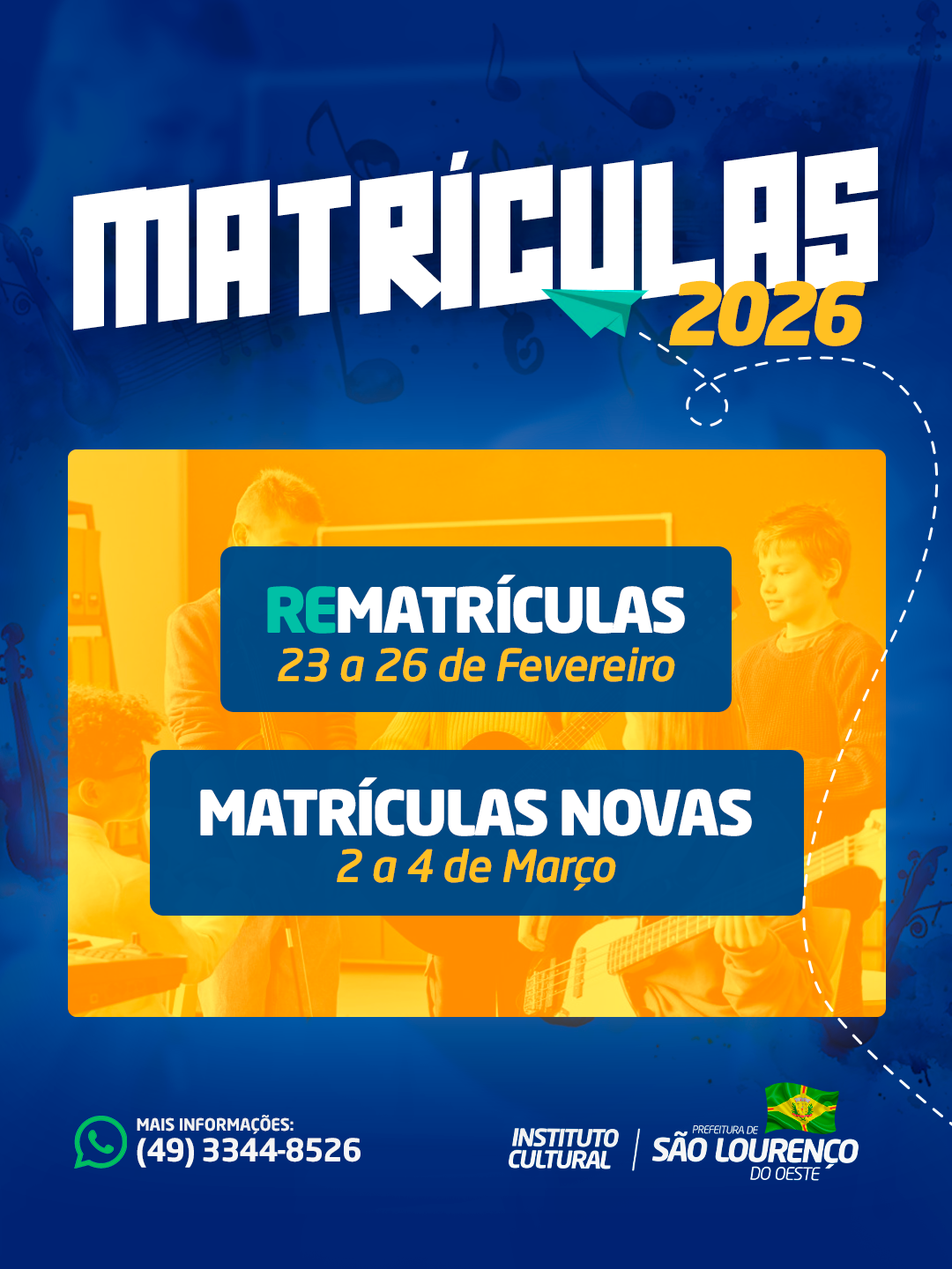 Matrículas para as Oficinas Culturais 2026