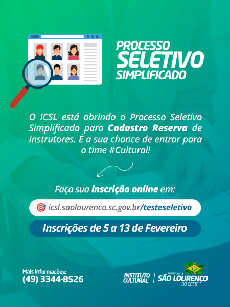O ICSL está abrindo o PSS para Cadastro Reserva de instrutores.
