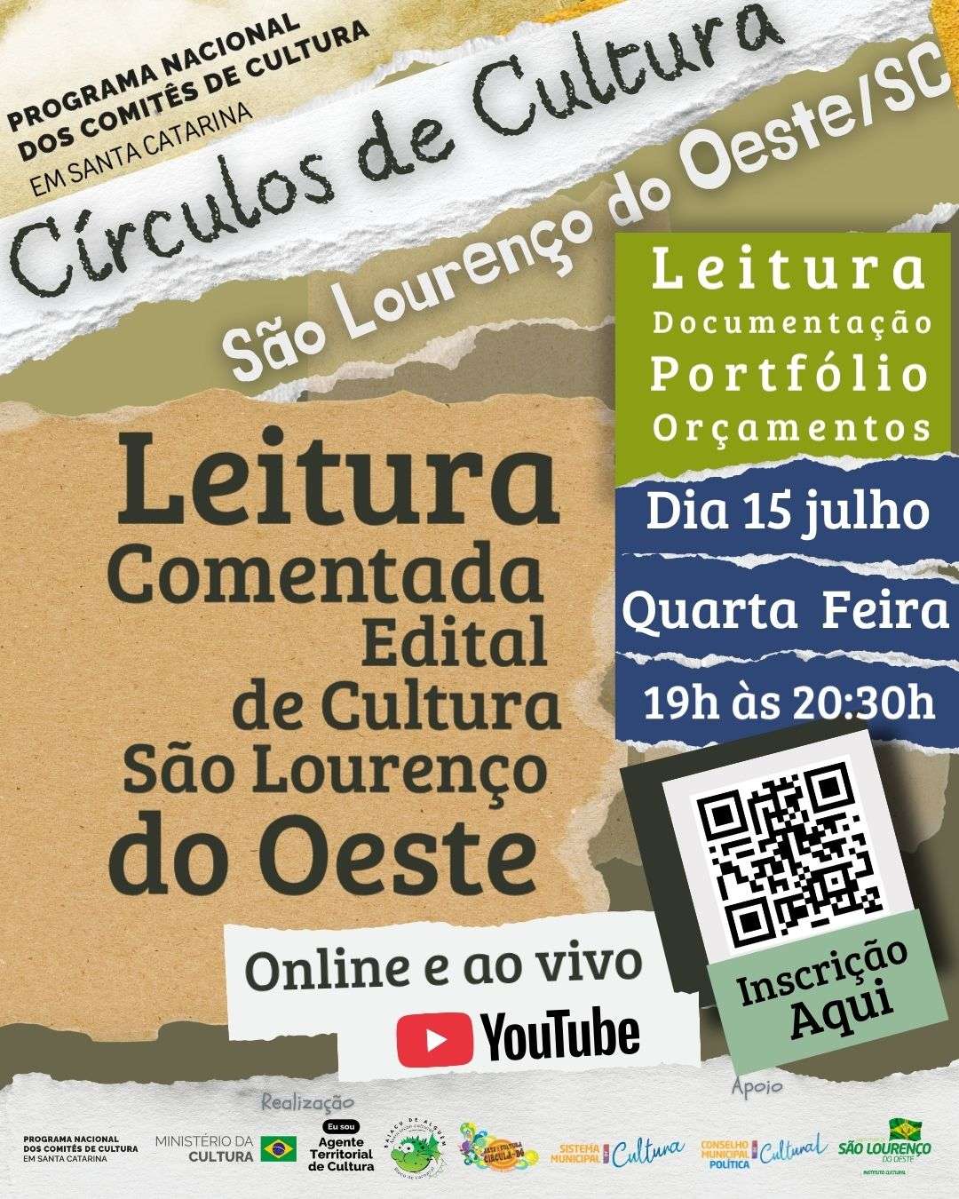 Comitê de Cultura promove leitura comentada sobre edital da PNAB em São Lourenço do Oeste