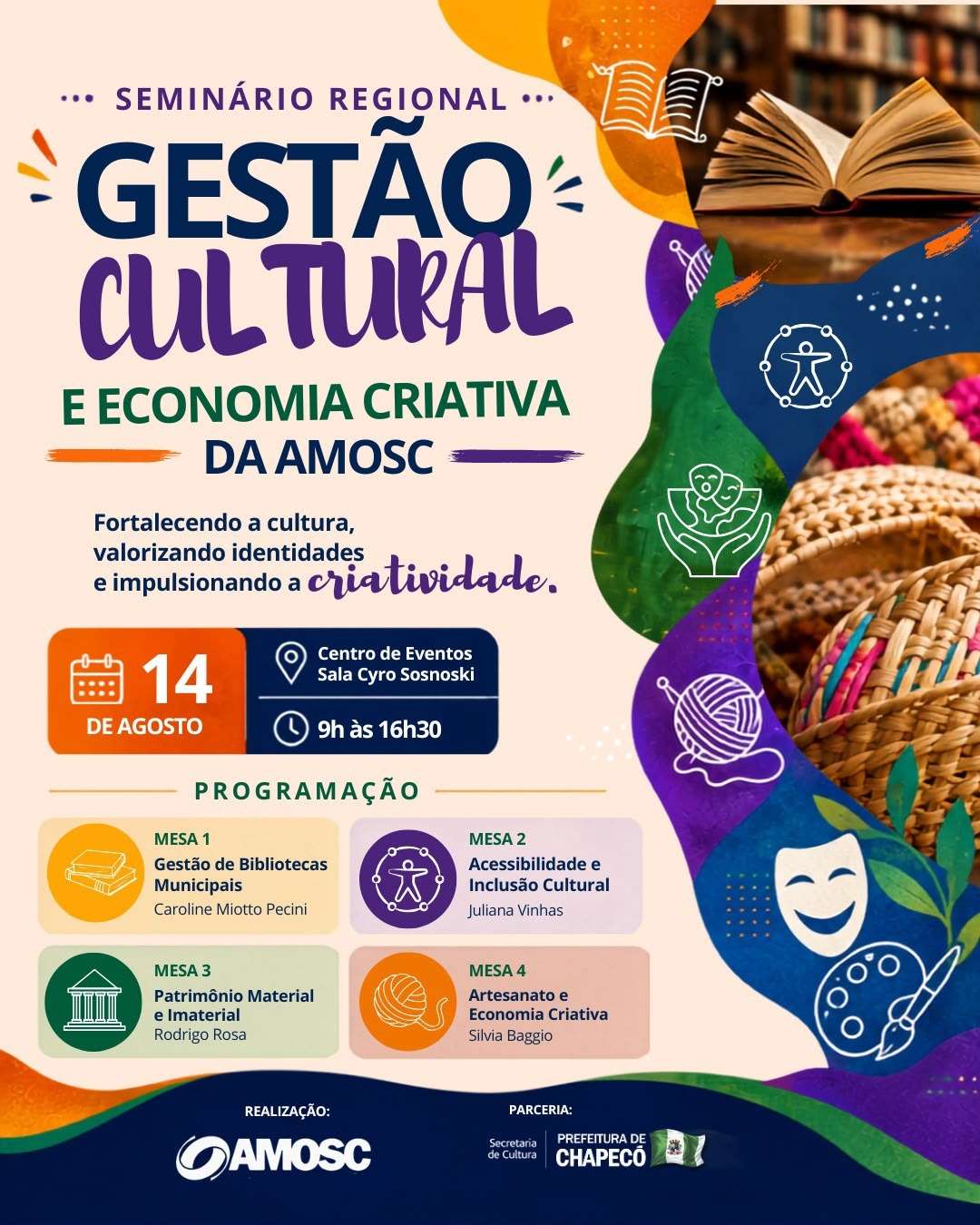 Instituto Cultural participa de Seminário Regional de Gestão Cultural e Economia Criativa em Chapecó